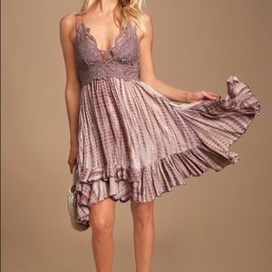 Adella Slip Dusty Purple Tie-Dye Lace Dress